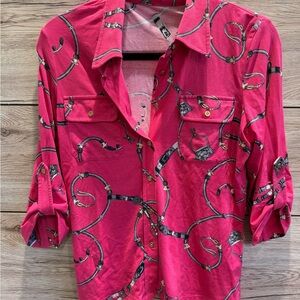 J.McLaughlin Pink Chain Print Shirt